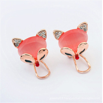 wholesale 2016 fashion pink fox Opal earrings fancy design earring
